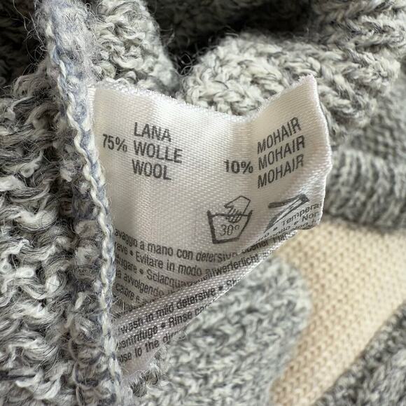 Vintage Silvy Tricot Italian Wool Chunky Knit Crewneck Sweater in Gray Cream, XL - Picture 9 of 9